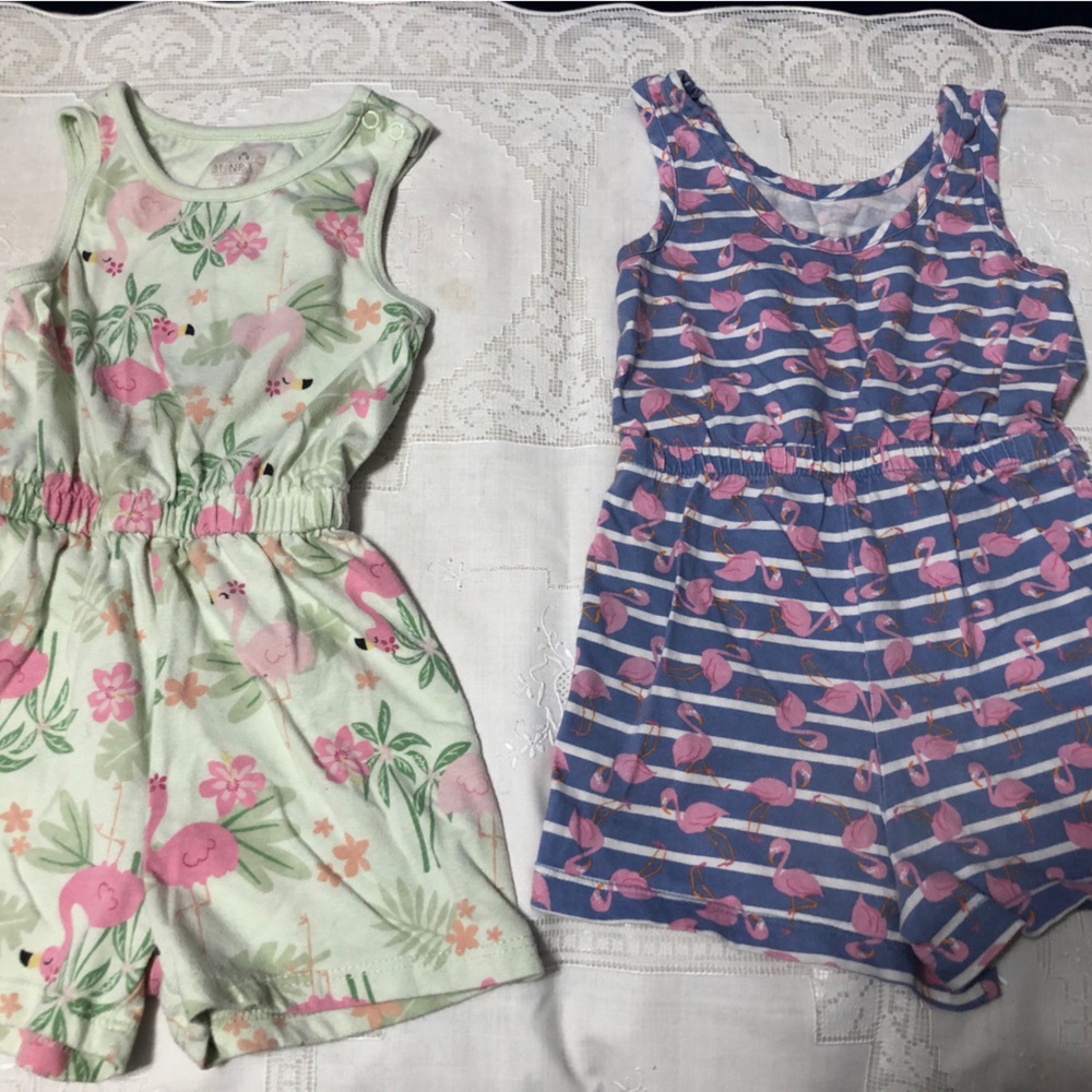Girls Flamingo and Floral  Rompers